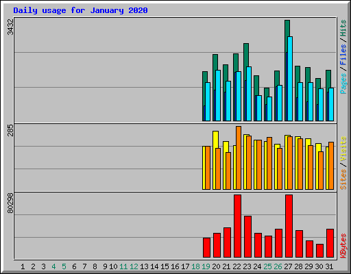 Daily usage for January 2020