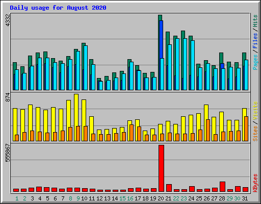Daily usage for August 2020