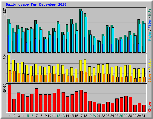Daily usage for December 2020