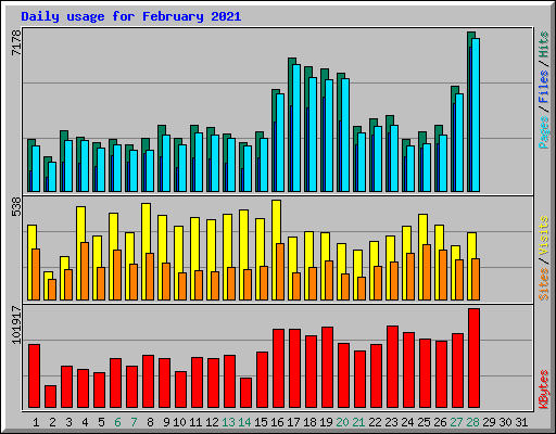 Daily usage for February 2021