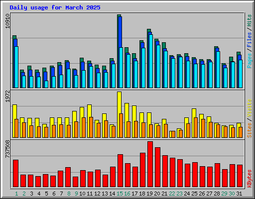 Daily usage for March 2025